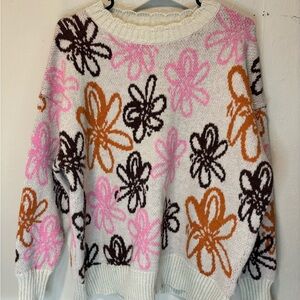 Flower print sweater